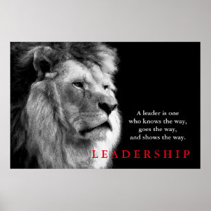 Affiches Citation de leadership motivationnel du lion blanc