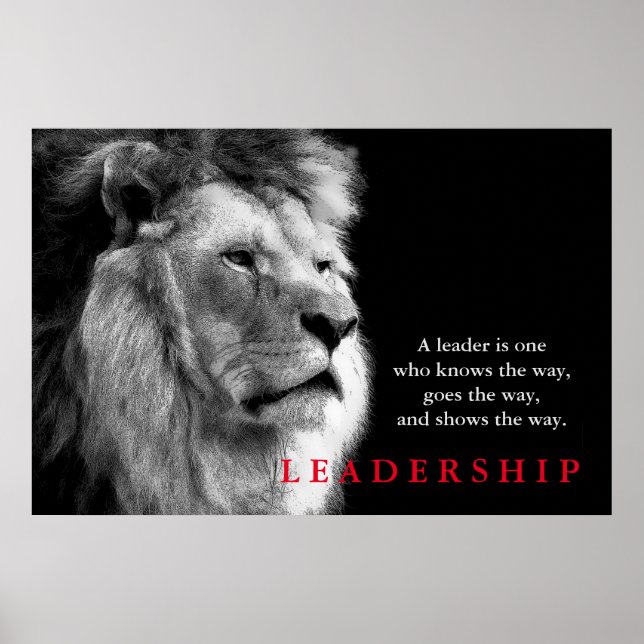Affiches Citation de leadership motivationnel du lion blanc (Devant)