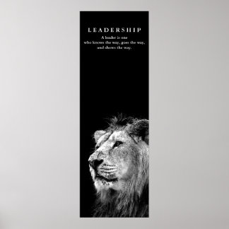 Affiches Citation de leadership motivationnel Lion noir bla