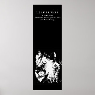 Affiches Citation de leadership motivationnel Lion noir bla