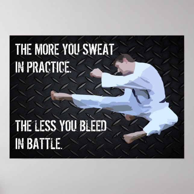 Affiches Citation de motivation de coup de pied de karaté p (Devant)