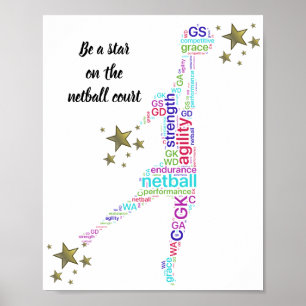 Affiches Citation de motivation d'étoile de net-ball