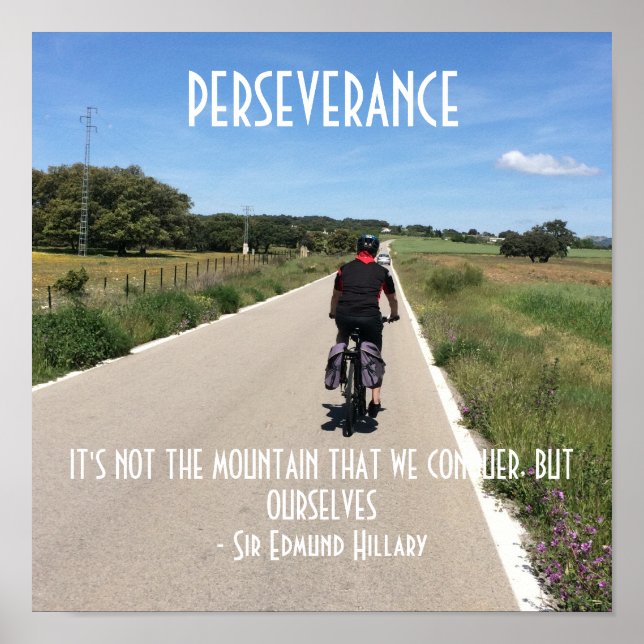 Affiches Citation de motivation pour le vélo Persévérance (Devant)