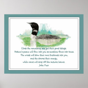 Affiches Citation de Muir Nature, Aquarelle Loon Wilderness