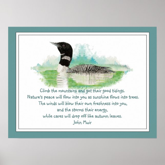 Affiches Citation de Muir Nature, Aquarelle Loon Wilderness (Devant)