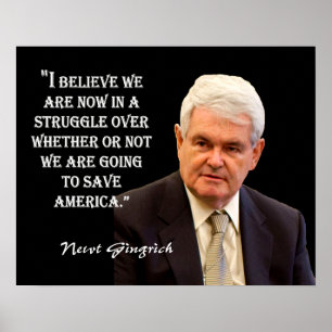 Affiches Citation De Newt Gingrich - "Pour Sauver L'Amériqu