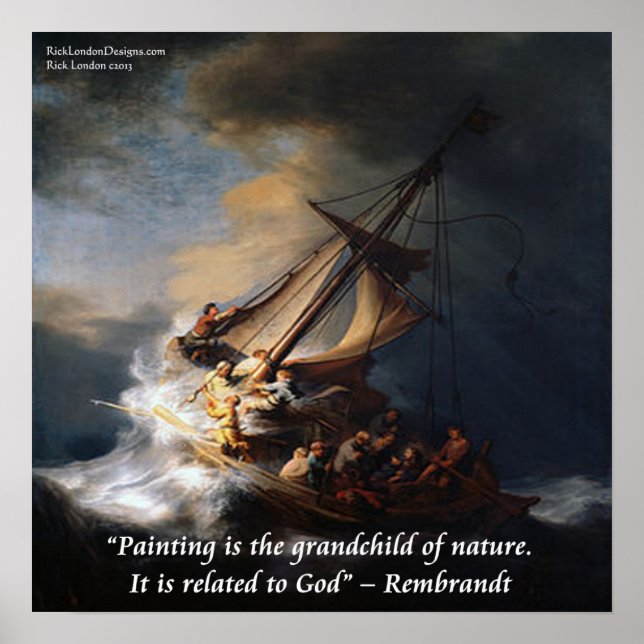 Affiches Citation de Rembrant sur la nature "Tempête sur la (Devant)