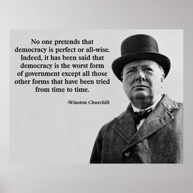 Affiches Citation de Winston Churchill Democracy (Devant)