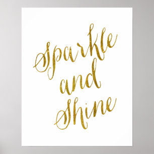 Affiches Citation étincelante et brillante Faux Gold Foil