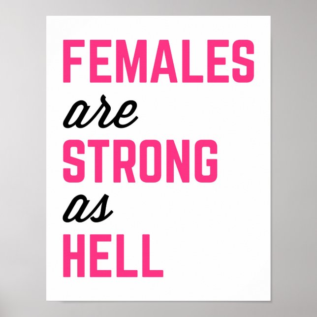 Affiches Citation Femme Strong Hell Gym (Devant)
