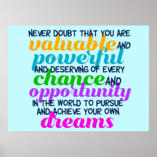 Affiches Citation Hillary Clinton Inspirational Dreams