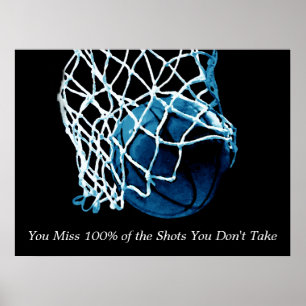 Affiches Citation Inspiration Basketball Bleu Artwork