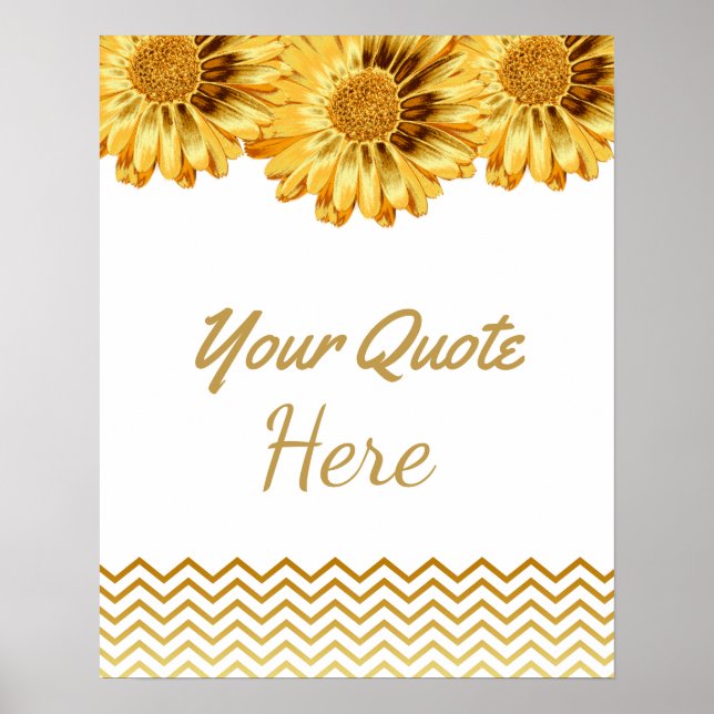 Affiches Citation mariage Gold Daisy Flowers (Devant)