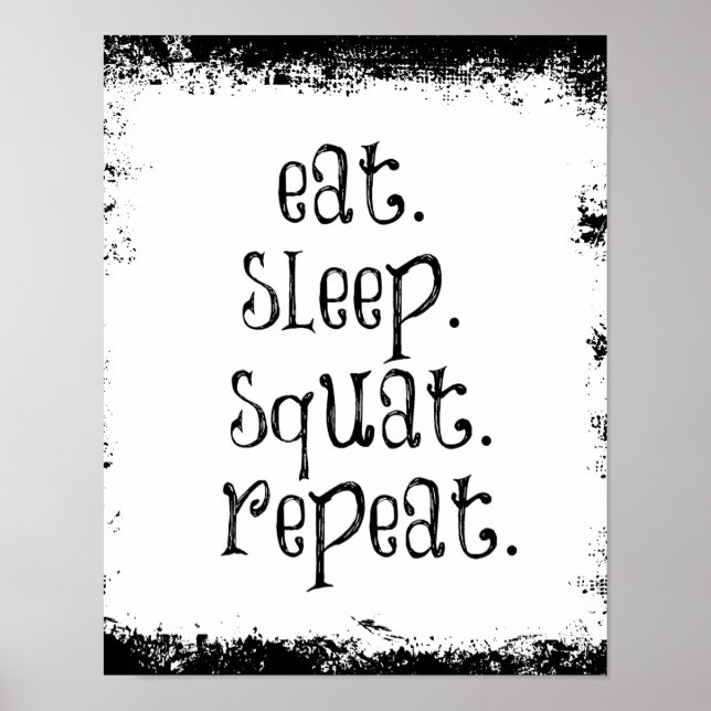 Affiches Citation Motivational Fitness, Est, Sommeil, Squat (Devant)