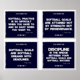 Affiches Citations de softball Collage bleu 5-8