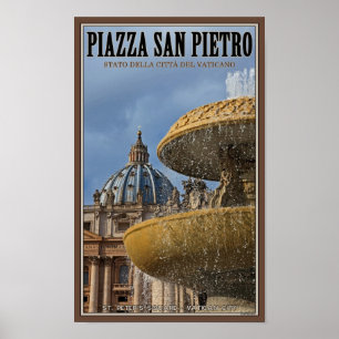 Affiches Cité du Vatican - Fontaine Carré St Peters
