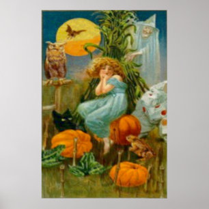 Affiches Citrouille Chat Noir Sorcière Clown Hibou Grenouil