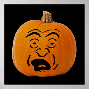 Affiches Citrouille de Halloween visage effrayé de Jack o'