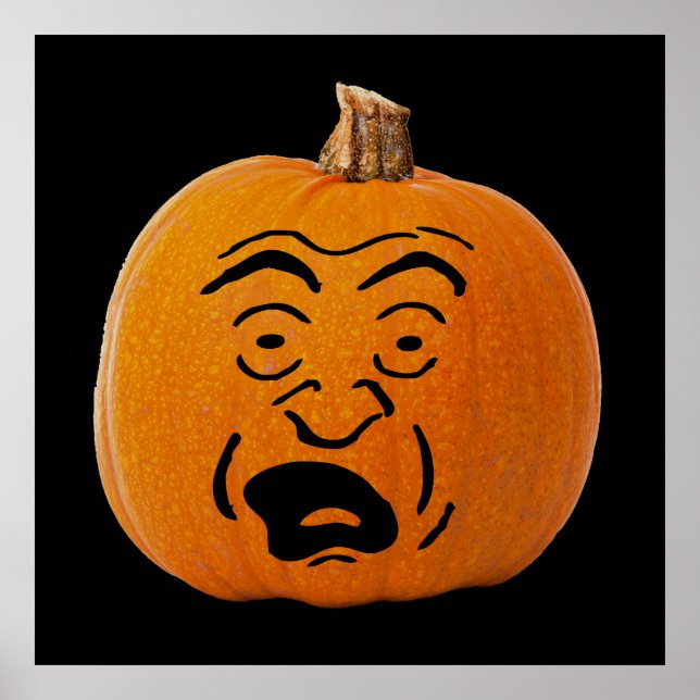 Affiches Citrouille de Halloween visage effrayé de Jack o'  (Devant)