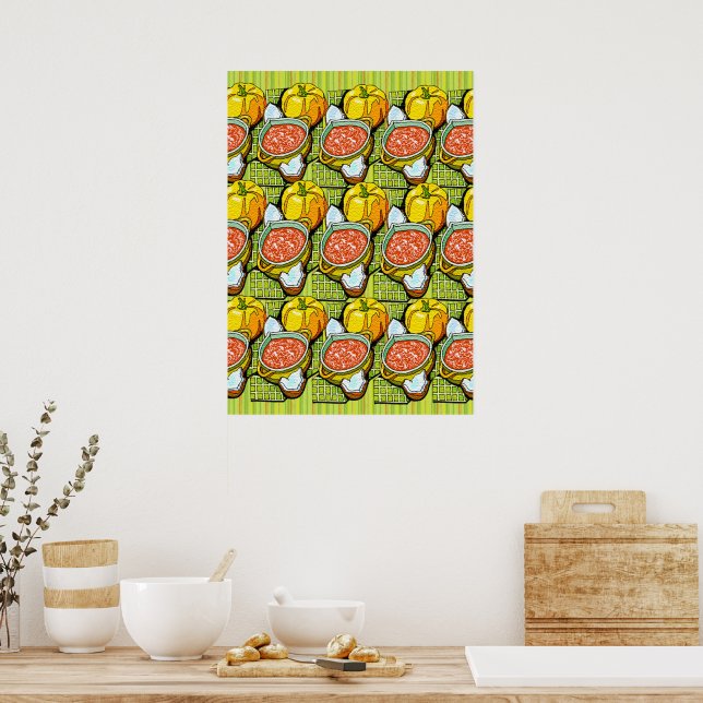 Affiches Citrouilles, Soupe et Fond Rayé (Cuisine)
