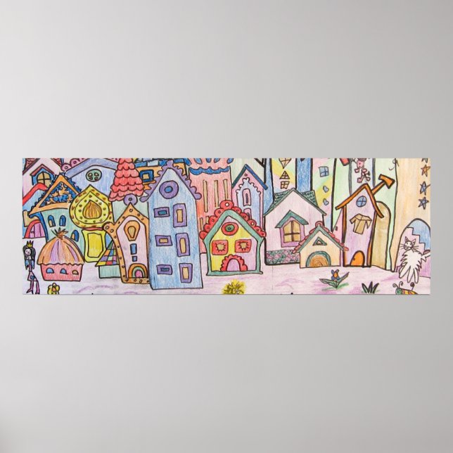 Affiches city children's drawing (Devant)