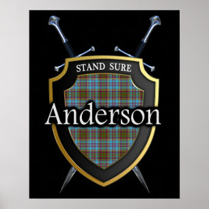 Affiches Clan Anderson Tartan Scottish Shield & Swords