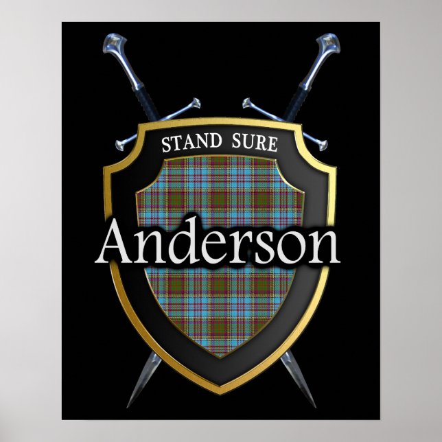 Affiches Clan Anderson Tartan Scottish Shield & Swords (Devant)