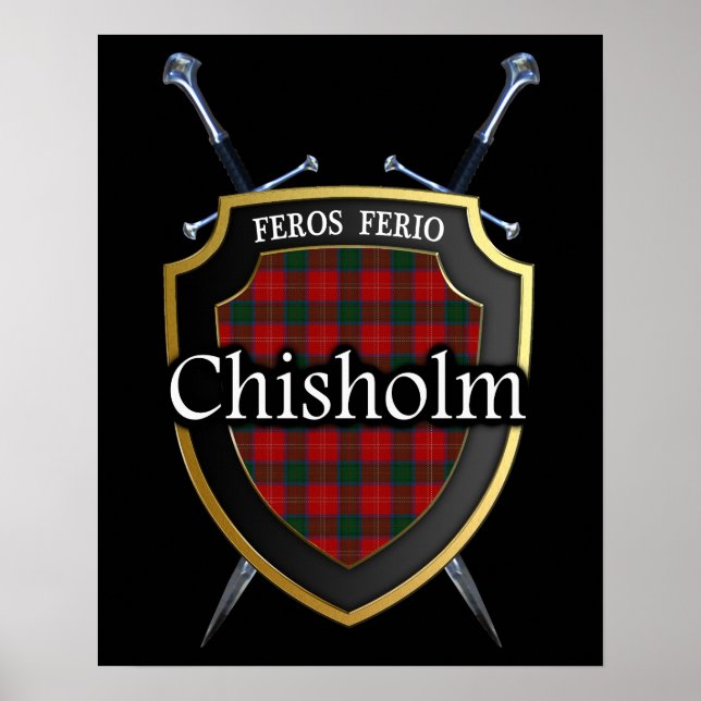 Affiches Clan Chisholm Tartan Scottish Shield & Swords (Devant)