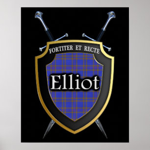 Affiches Clan Elliot Tartan Scottish Shield & Swords