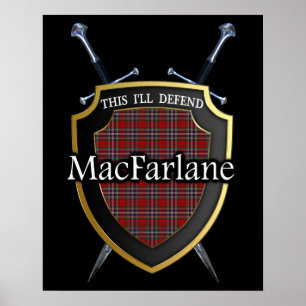Affiches Clan MacFarlane Tartan Scottish Shield & Swords