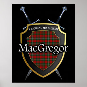 Affiches Clan MacGregor Tartan Scottish Shield & Swords