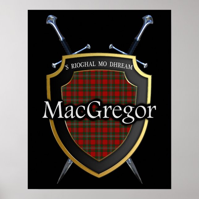 Affiches Clan MacGregor Tartan Scottish Shield & Swords (Devant)