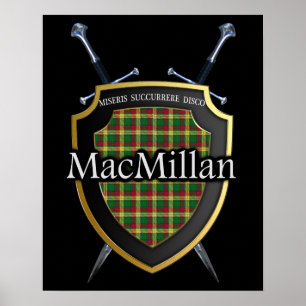 Affiches Clan MacMillan Tartan Scottish Shield & Swords