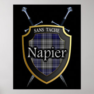 Affiches Clan Napier Tartan Écusséon et Épées Écossais