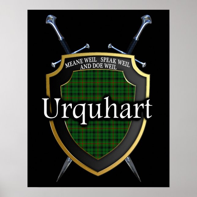 Affiches Clan Urquhart Tartan Scottish Shield & Swords (Devant)