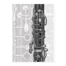 Clarinet Upper Joint in Charcoal Music Art Print