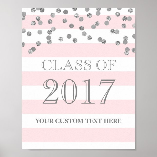 Affiches Classe de 2017 Grad Sign Silver Confetti Blush (Devant)