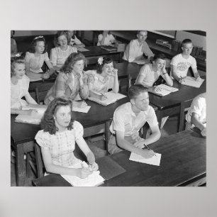 Affiches Classe de lycée, 1943. Photo vintage