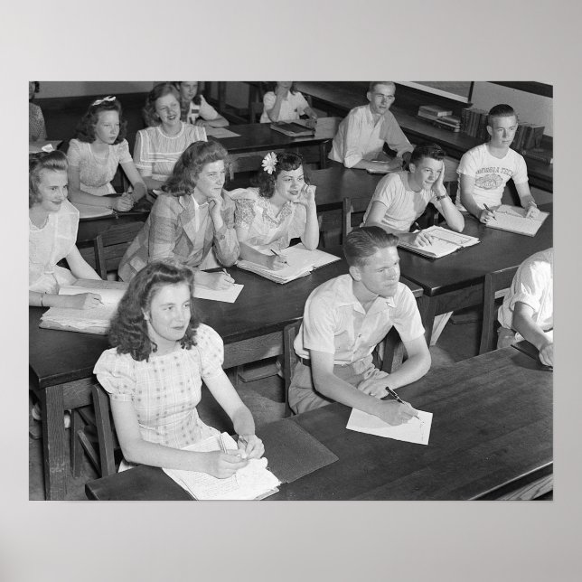Affiches Classe de lycée, 1943. Photo vintage (Devant)