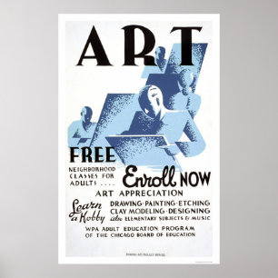 Affiches Classes d'art libres WPA 1936