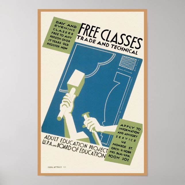Affiches Classes libres ~ Commerce et technique (Devant)