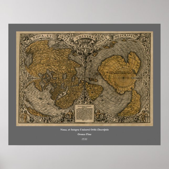 Affiches Classic 1531 Carte du monde antique par Oronce Fin (Devant)