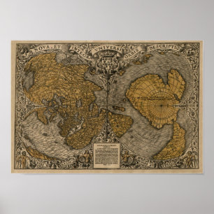 Affiches Classic 1531 Carte du monde antique par Oronce Fin