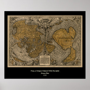 Affiches Classic 1531 Carte du monde antique par Oronce Fin