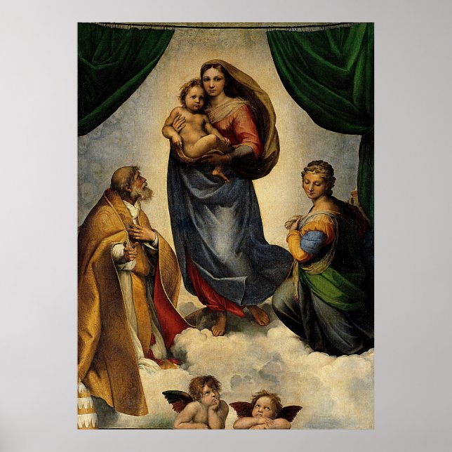 Affiches Classique de Raphael "Vierge Sixtine" (vers 1513) (Devant)