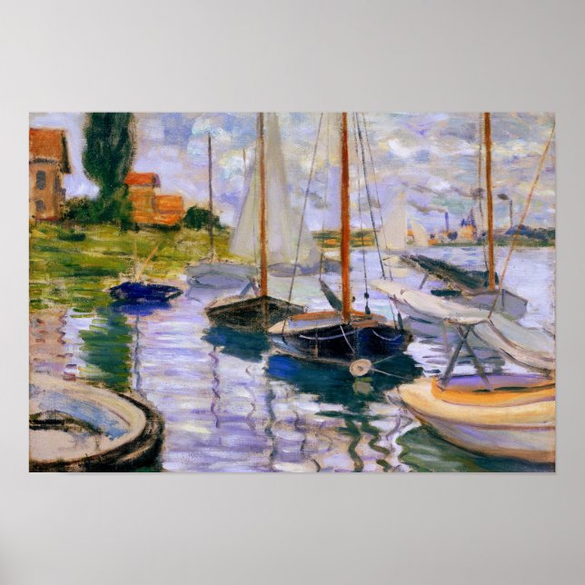 Affiches Claude Monet - Bateaux à voile sur la Seine (Devant)