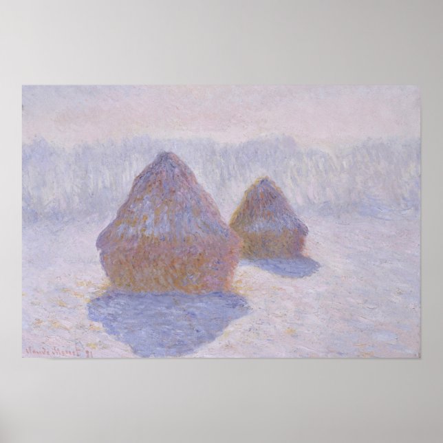 Affiches Claude Monet | Effet des piles de Haystacks de nei (Devant)