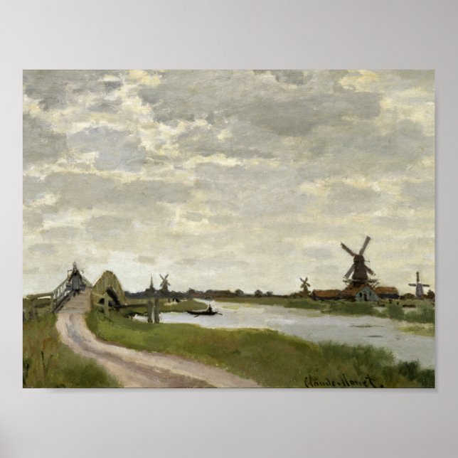 Affiches Claude Monet - Windmills Près De Zaandam (Devant)