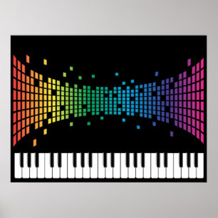 Affiches Clavier instrumental piano de musique multicolore