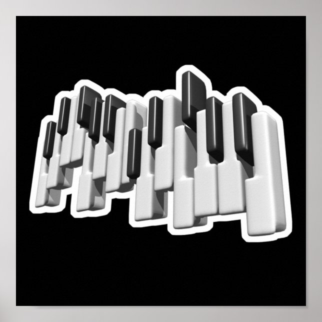 Affiches clavier piano touches design (Devant)
